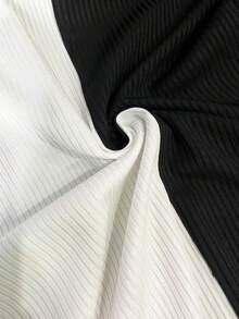 Franclia 女士撞色不对称肩部长袖T恤，罗纹针织上衣，春秋季