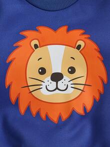 Infant Boys' Lion Head Casual Cute Sweatshirt Set, Autumn/Winter - Blue - View 4