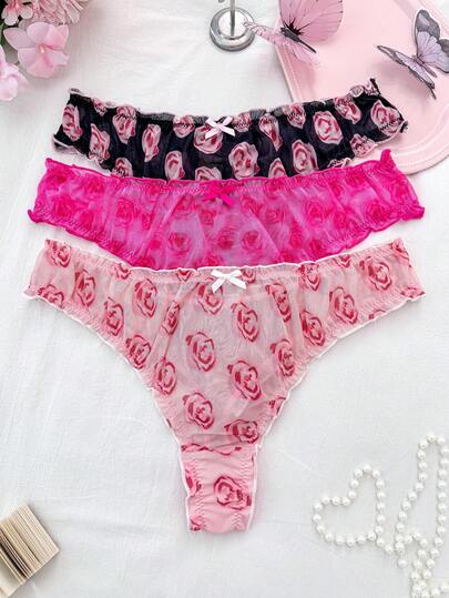 PetitDoll 3 sztuki/zestaw damskich seksownych majtek z koronką w dużych rozmiarach