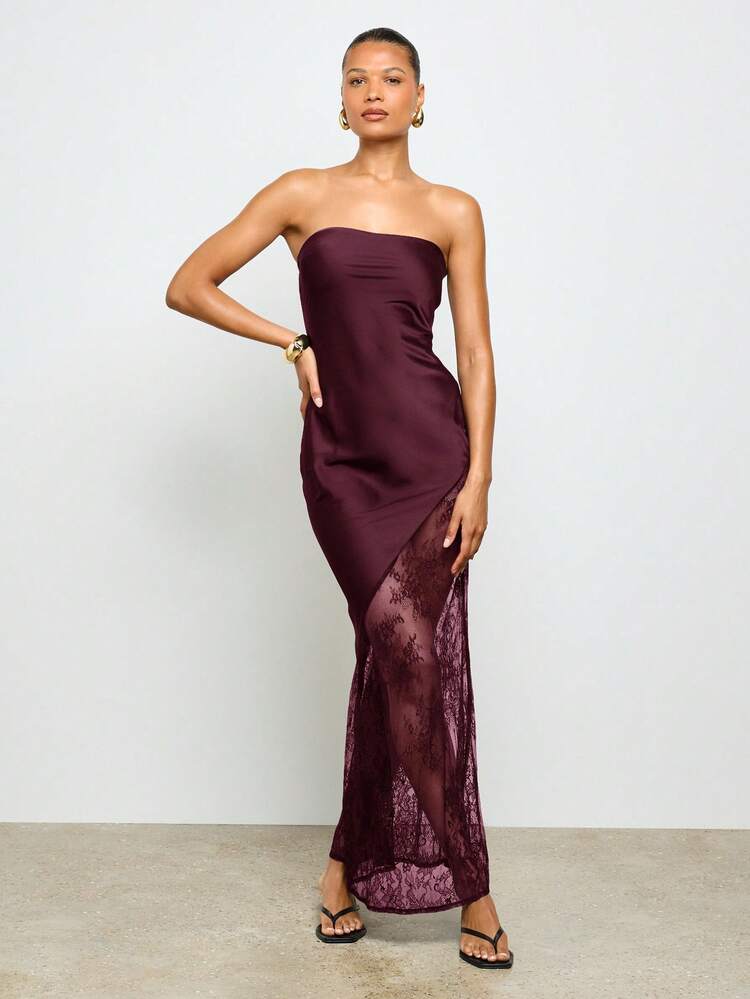 AiiRZ Strapless Maxi Dress With Lace Insert