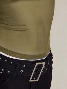 SHEIN ICON 女士红色透视吊带背心，搭配黑色蕾丝细肩带文胸，2 件套 - 彩色 - 查看 8