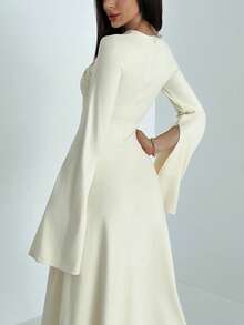 Aloruh Vestido A-Line con pliegues, elegante para mujer en otoño/invierno