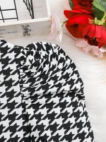 SHEIN فستان كاجوال طويل الأكمام مصنوع من الصوف المربع المرن، مناسب للخريف/الشتاء - أبيض وأسود - مشاهدة 3
