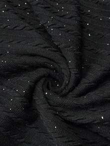 Opuloom Women's Autumn Fashion Elegant High Neck Fitted Long Sleeve A-Line Short Warm Knit Dress, Suitable For Daily Outings, Gatherings And Parties