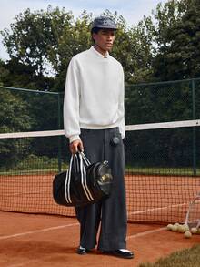 SWAVVY Men's Casual Pullover Sweatshirt With Embossed Lettering Design, Long Sleeve Top - White - View 5