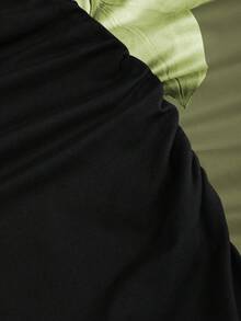 Sweetra 2件套女士优雅派对纯色美人鱼裙和花卉印花裙套装 - 彩色 - 查看 6