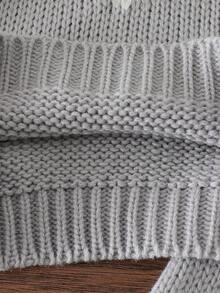 Baby Girls' Cute Heart Pattern Crew Neck Sweater And Striped Knit Pants 2Pcs Set,Autumn Winter Grey Knitted Outfits For Family Matching - Grey - View 9