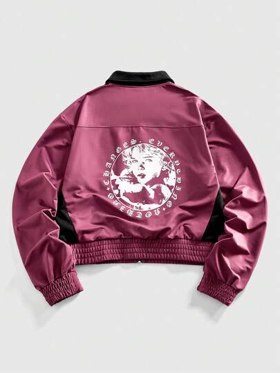 Grunge Punk sweat-shirt à capuche zippé avec imprimé blocs de couleurs pour hommes