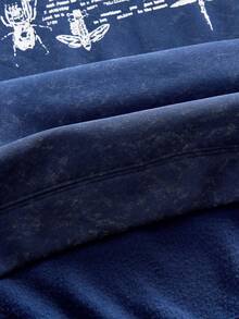 ROMWE MEN Men's Casual Figure Print Sweatshirt, Autumn/Winter - Blue - View 5