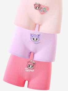 SHEIN 6条装女童可爱粉色、紫色、紫红色兔子印花棉质三角裤 - 彩色 - 查看 4