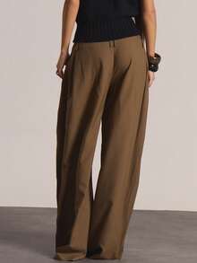 MUSERA Layered Low Rise Waist Band Pleated Wide Leg Trousers Autumn Winter Casual Going Out Everyday Night Out Sexy Cute Cosy Thanksgiving Christmas  Party New Year Fall