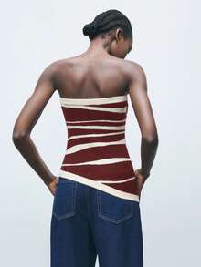 Maija Top asymétrique bicolore pour femmes, polyvalent pour le trajet urbain, les affaires, le style casual, la plage, le style boho, élégant, Noël et Nouvel An - Rouge foncé - Voir 4