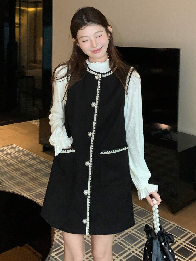 Women's Korean Style Loose Sleeveless Elegant Mid-Length Dress