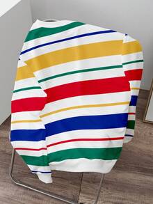 Manfinity Joysei 男士时尚彩色条纹小Logo套头卫衣，适合秋冬季节、上学、休闲、送朋友，长袖上衣