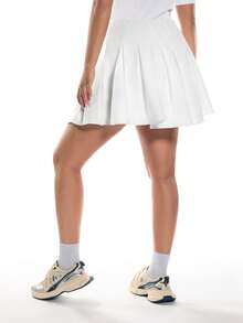 Solavibe 大码女式百褶裙、迷你女式半身裙、女式黑色半身裙、带口袋隐私保护半身裙、可爱半身裙、休闲百搭、女士冬装 - 白色 - 查看 6