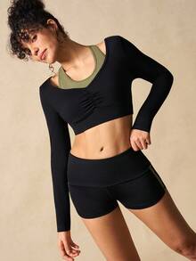 VARSIVA Fitted Short Sleeve Top And Shorts Women Sports Suit Workout Women Sets - Multicolor - View 5