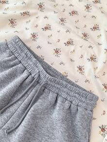 SHEIN 少女针织白色吊带背心连体裤和灰色阔腿裤休闲套装