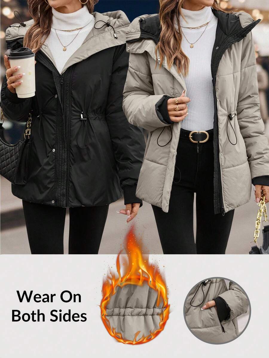 SHEIN Clasi 二合一连帽棉服，舒适的冬季外套 - 彩色 - 查看 1