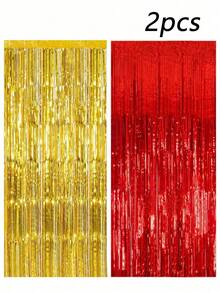 2件/包 银色金属箔帘背景幕布 流苏箔帘 生日 婚礼 订婚 迎婴派对 单身派对 圣诞节 节日庆典派对装饰 拍照道具 - 彩色 - 查看 23