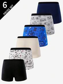 6 件装男童休闲星星字母印花三角内裤