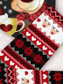 Tween Girls' Casual Merry Christmas Cartoon Reindeer,Snowflake Fair Isle T-Shirt & Leggings Pajama Set,Black Summer Cute Evening Lounge Snug Fit - Multicolor - View 5