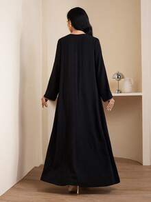 Veilorie Women's Casual Arabic Style Long Sleeve Round Neck Button Design Dress - Multicolor - View 6