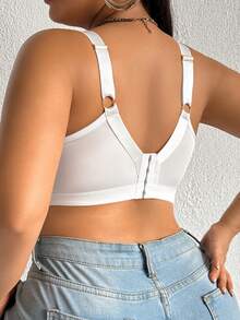 DesireSculpt 1 件大码蕾丝无钢圈柔软棉质文胸 - 白色 - 查看 8