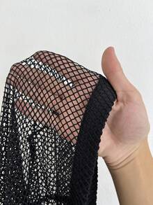 SHEIN Whyspr Quần legging lưới kiểu Gothic tối màu gợi cảm cỡ lớn - màu đen - Xem 7