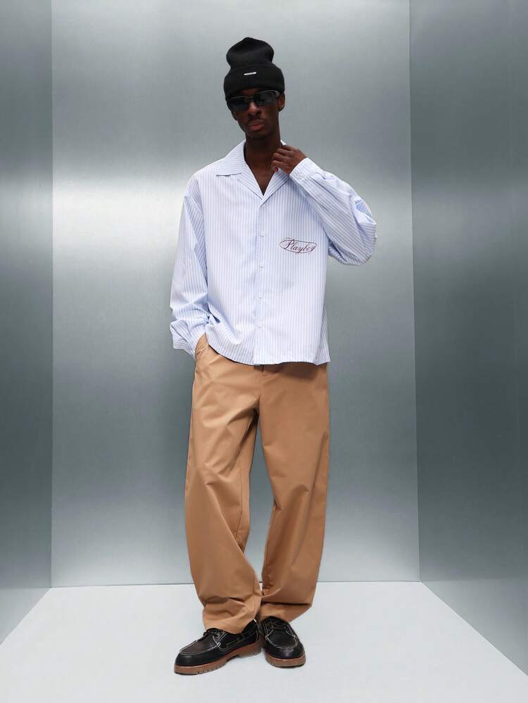 PLAYBOY X SUMWON Koszula w paski z długim rękawem i guzikami, z logo