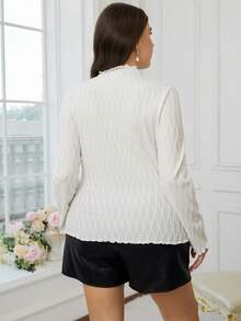 Modelyn Einfarbiges Große Größen Minimalist Alltagsshirt mit Rollkragen und Langarm