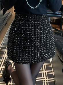 Dazy Tall 高个女式格子修身迷你裙，优雅铅笔裙