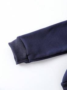 SHEIN 2pcs/Set Young Girls Stylish Jacket Paired With Elastic Waist Slim Fit Wide Leg Pants, Spring/Autumn - Blue - View 4