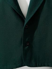 Souflis 4-7岁男童绅士西装套装，秋冬款，复古英伦风，采用橄榄绿色纯色顺滑西装面料制成，经典缺口翻领双排扣设计，搭配同款直筒裤，适合年轻男童T台走秀、生日派对、钢琴演奏会等正式场合，将小朋友打造成品质精致、格调优雅的复古绅士