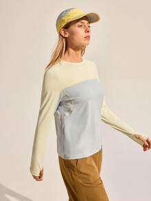 Exploreva 女式户外露营徒步休闲运动T恤和背心 - 杏色 - 查看 1