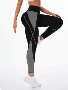 Easithlete Easithlete 女式高腰撞色口袋休闲健身紧身裤 - 彩色 - 查看 5