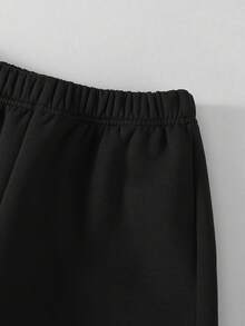SHEIN Explorewe 男童休闲学院风拼接保暖长袖卫衣套装，适合日常穿着、返校季及秋冬季校园穿着。 - 黑色 - 查看 3