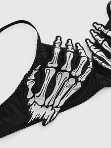 ROMWE Goth 哥特式骷髅刺绣钢圈文胸