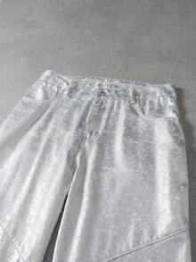 Manfinity Denimwave 男士街头派对休闲宽松直筒裤 - 銀色 - 查看 5