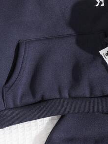 Set 2 buc hanorac și pantaloni de trening cu imprimeu de dinozauri pentru bebeluși băieți, confortabil, versatil, la modă, ținută casual de bază pentru toamnă/iarnă, potrivit pentru interior, exterior, purtare zilnică, sport, joacă, petrecere, ședință foto, vacanță, întoarcerea la școală, costum de bebeluși băieți, trening pentru bebeluși bleumarin, ținută pentru bebeluși băieți, îmbrăcăminte stradală pentru bebeluși băieți, set hanorac pentru bebeluși băieți - Albastru marin - Vizualizare 6