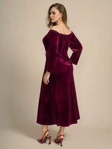 Modelyn Váy thường ngày thắt eo thanh lịch cỡ lớn cho nữ - Màu Đỏ Sâu - Xem 2