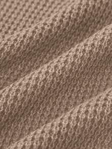 SHEIN LUNE Blusa larga elegante de punto texturizado con abertura lateral para mujer - Camel - Ver 8