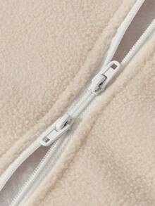 Cozy Pixies 1-Piece Baby Warm Velvet Long-Sleeved Embroidered Love English Bear Head Sleeping Bag Is Suitable For Autumn And Winter, Spring And Summer Wear - Rice apricot - View 6