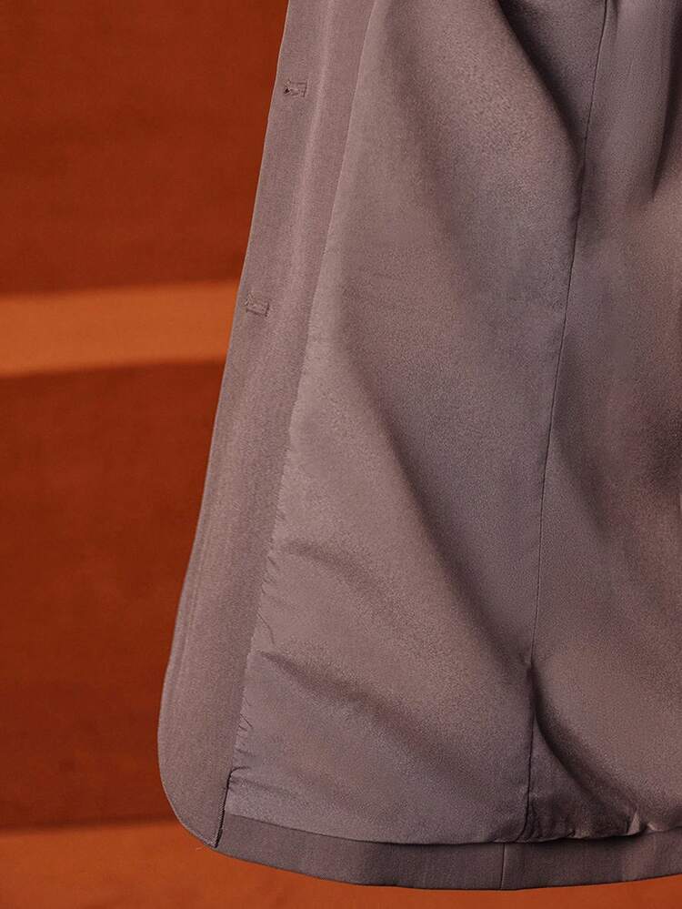 빈티지 라펠 긴소매 메탈 장식 블레이저 재킷 + 하이 웨이스트 드레이프 수트 팬츠 여성용 수트 세트, 가을, 겨울, 여름, 봄, 새해, 파티, 결혼식, 우아함, 시크, 스타일리시, 비즈니스 캐주얼에 적합