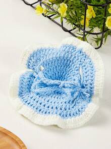 PETSIN 1 pieza Sombrero de punto cálido con flor de huevo blanco para mascotas, gorro de ganchillo de otoño e invierno para gatos y perros, disfraz - Multicolor - Ver 8