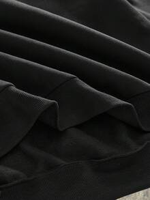 AXEPEAK 加大码男士圆领卫衣，宽松版型，饰有天使翅膀和水钻，长袖上衣