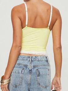 INAWLY Lace Patchwork Sexy Tight-Fitting Tank Top