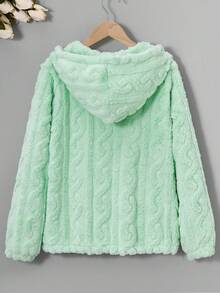 Teenage Girls White Fluffy Jacket, Winter, Soft Plush Material, Long Design, Comfortable Fit, Classic White