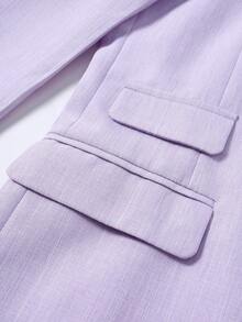 Calvornis Men's Simple Solid Color Lapel Collar Suit Jacket And Trousers Set - Mauve Purple - View 5