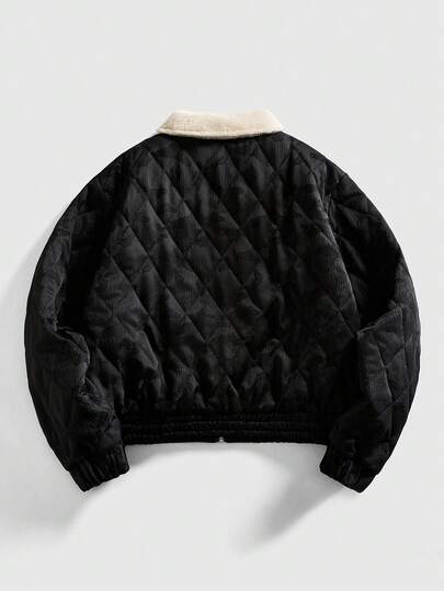 Street Life Manteau matelassé à col texturé en polaire pour homme, style décontracté