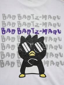 HELLO KITTY AND FRIENDS | SHEIN Men's Casual Letter & Cartoon Graphic Round Neck Short Sleeve T-Shirt, Summer - White - View 3